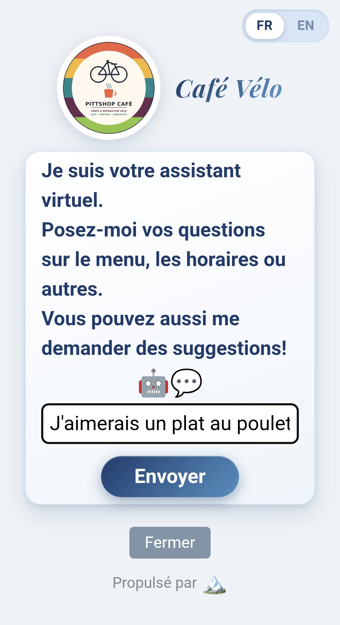 On lui demande un plat au poulet