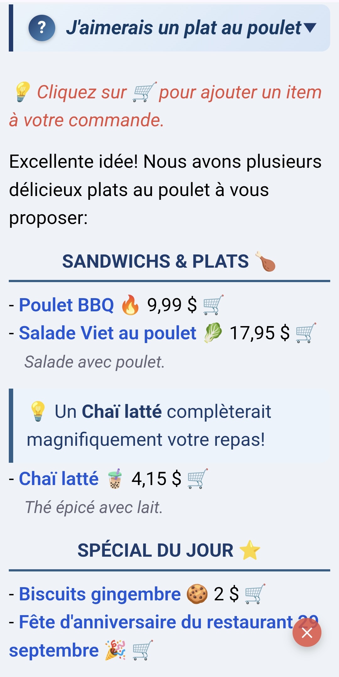 Il répond et suggère une boisson